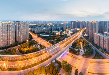 Fototapeta na wymiar city interchange in nightfall at xian