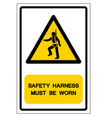 Safety Harness Must Be Worn Symbol Sign, Vector Illustration, Isolate On White Background Label. EPS10