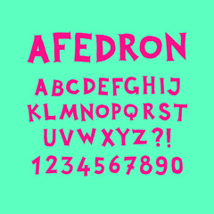 English alphabet. Vector. Set of latin letters on a turquoise background. Fun, informal font. All symbols are isolated separately. Cartoon hipster style.