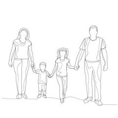Fototapeta na wymiar isolated lines with family, parents and children sketch