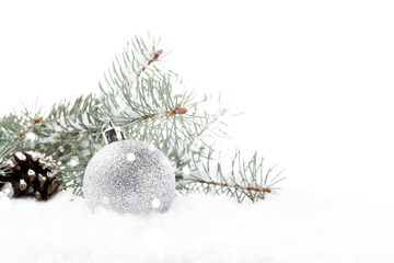 Fototapeta na wymiar Christmas decoration on abstract white background