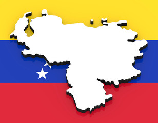 3D map of Venezuela on the national flag