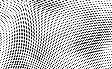 Abstract halftone monochrome. Chaotic wave of dots. Gradient texture black and white