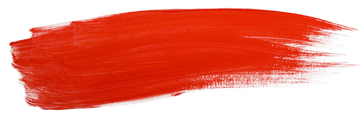red acrylic stain element on white background. with brush and paint texture hand-drawn. acrylic...