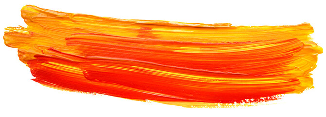 red orange yellow acrylic stain element on white background. with brush and paint texture hand-drawn. acrylic brush strokes abstract fluid liquid ink pattern
