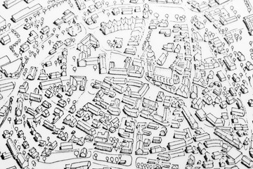 City sketch as black blueprint