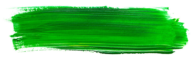 green acrylic stain element on white background. with brush and paint texture hand-drawn. acrylic brush strokes abstract fluid liquid ink pattern - obrazy, fototapety, plakaty