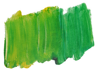 green acrylic stain element on white background. with brush and paint texture hand-drawn. acrylic...