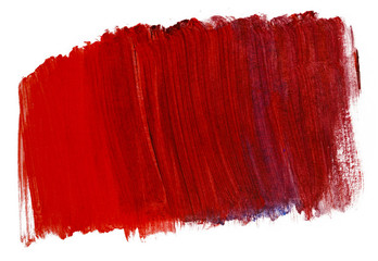 red acrylic stain element on white background. with brush and paint texture hand-drawn. acrylic...