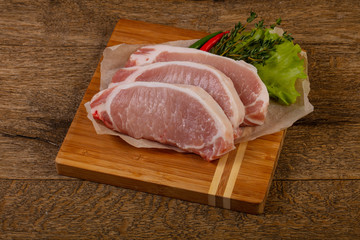 Raw pork steak