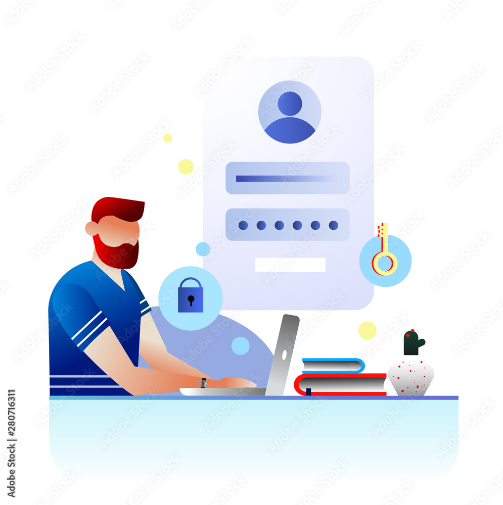 Wall mural concept sign in page on mobile screen. desktop computer with login form and sign in button for web p