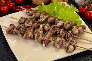 Chicken hearts skewer