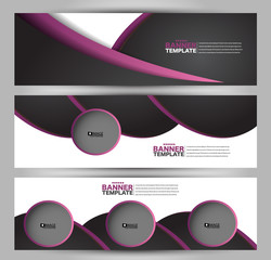 Banner template. Abstract background for design,  business, education, advertisement. Black and purple color. Vector illustration.