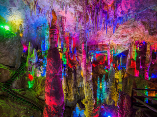 The very colorful inner of the "Jiu Xiang Rong Dong" cave near Kunming (China)