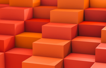 Abstract background with white 3d cube box. 3d render. orange background.