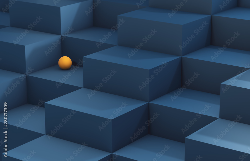 Aufkleber abstract background with white 3d cube box. 3d render. blue background.