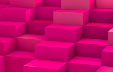 Abstract background with white 3d cube box. 3d render. pink background.