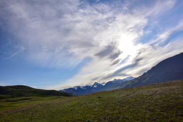 Fototapeta premium Labdsacpe of mountains and grasslands in Olgi, Mongolia.