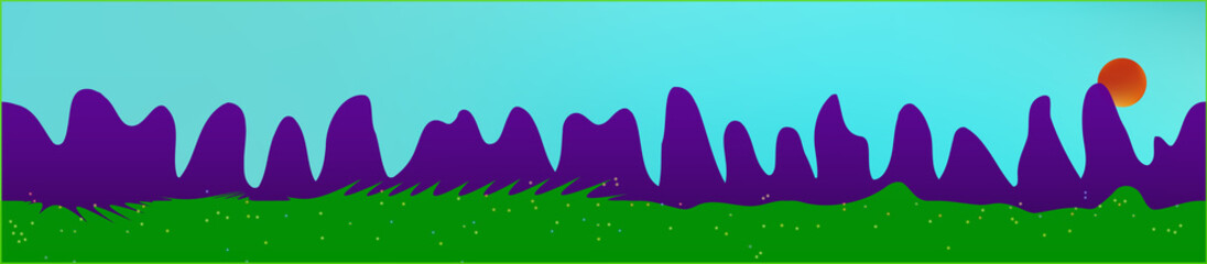 Obraz premium Cyan sky, and mountains landscape. 