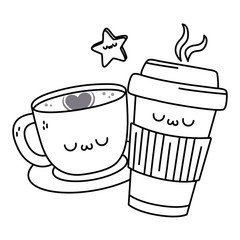 Kawaii of coffee cup cartoon design