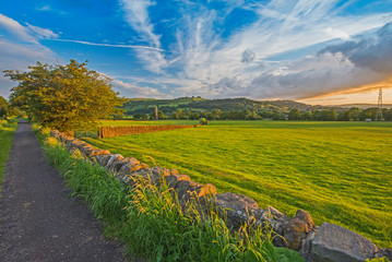 View of a rural countryside scene with fields