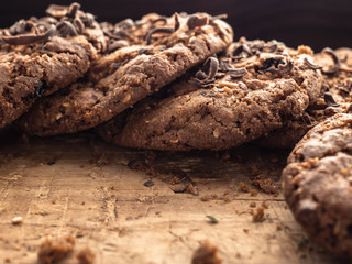 oatmeal cookies with chocolate sprinkle on a wooden board