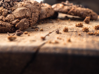 oatmeal cookies with chocolate sprinkle on a wooden board