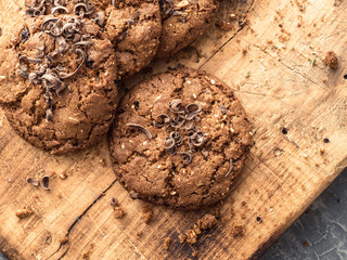 oatmeal cookies with chocolate sprinkle on a wooden board