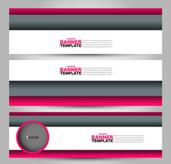 Banner template. Horizontal header. Abstract background for design,  business, education, advertisement. Pink and grey color. Vector  illustration.