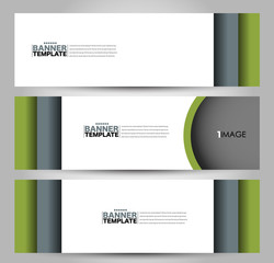 Fototapeta premium Banner template. Horizontal header. Abstract background for design, business, education, advertisement. Green color. Vector illustration.
