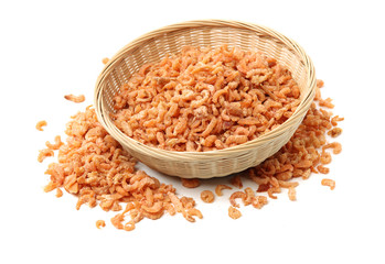 dried shrimp on white background 