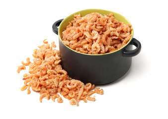 dried shrimp on white background 