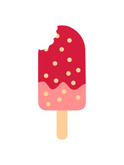 abgebissen erdbeer eis am stiel lecker kiosk kaufen unterwegs schlecken sommer eisdiele vanille sorbet hunger essen kalt cool liebe schmelzen speiseeis