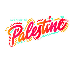 Text word art design vector of country name for Palestine