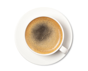 coffee cup top view  isolated on white background. with clipping path.