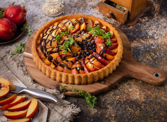 Nectarines chocolate cake