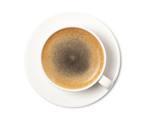 coffee cup top view  isolated on white background. with clipping path.