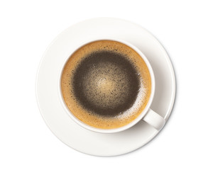 coffee cup top view  isolated on white background. with clipping path.