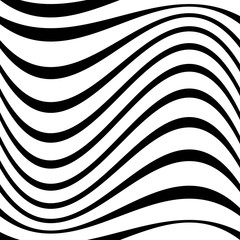 Abstract wavy stripes seamless pattern. Beautiful geometric wave texture. Fashion black and white wave design. 