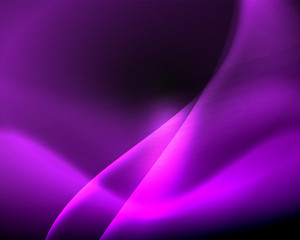 Dark space with shiny neon light motion waves. Abstract concept graphic element. Vector neon background. Technology background