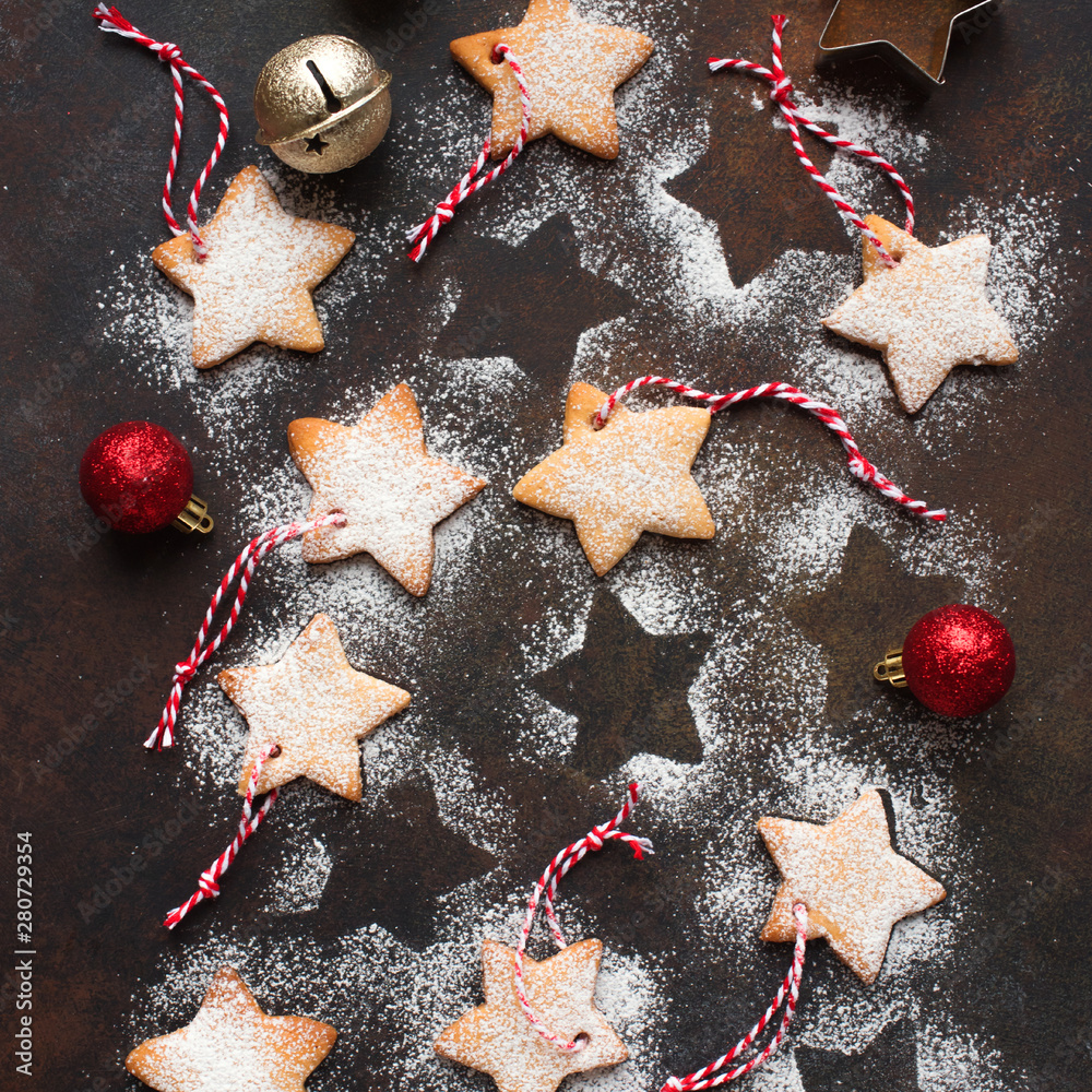 Wall mural christmas star shaped cookies