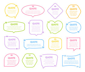 Quote colorful frames textboxes Blank template with print information design quotes.