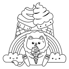 Kawaii of lion cartoon design