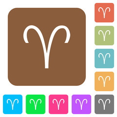 Aries zodiac symbol rounded square flat icons