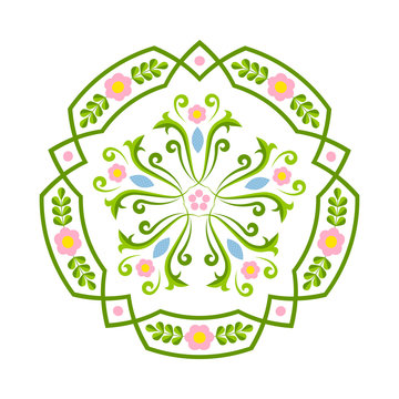 Rosemaling floral ornaments in traditional norwegian folk style.