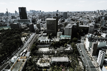 Obraz premium 文京シビックセンター展望ラウンジから見える東京の街並み
