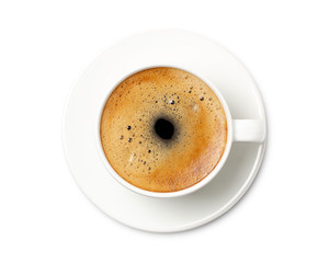 coffee cup top view  isolated on white background. with clipping path.