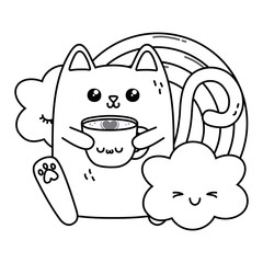 Kawaii of cat cartoon design
