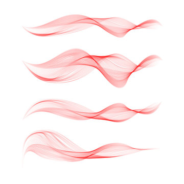 Set abstract color wave. Color smoke wave. Pink red wave. © guroolga