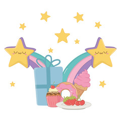 Kawaii stars and happy birthday design